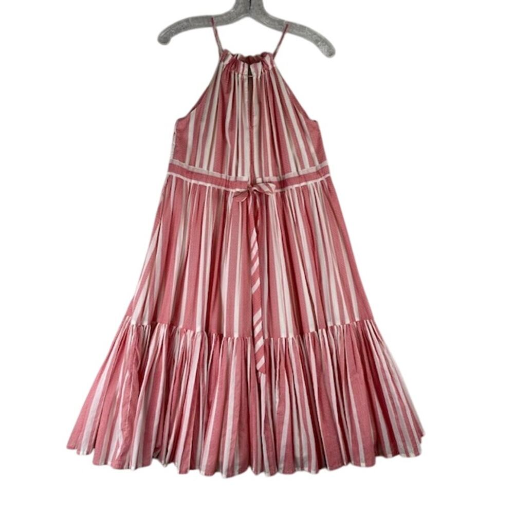 Striped Pink Halter Midi Dress